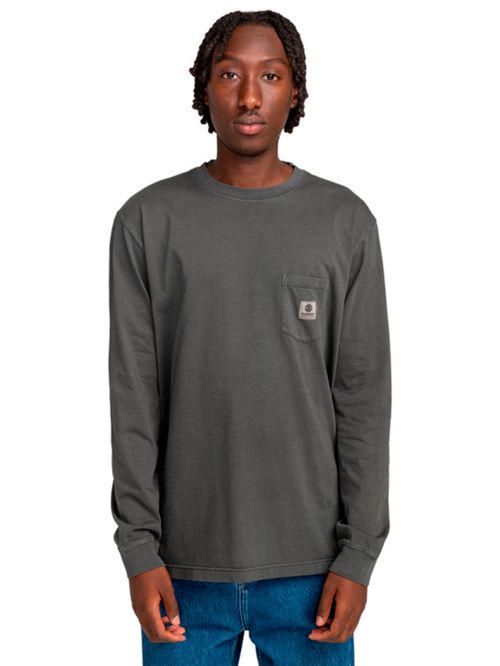Polera Manga Larga Hombre Basic Pocket Negra Element
