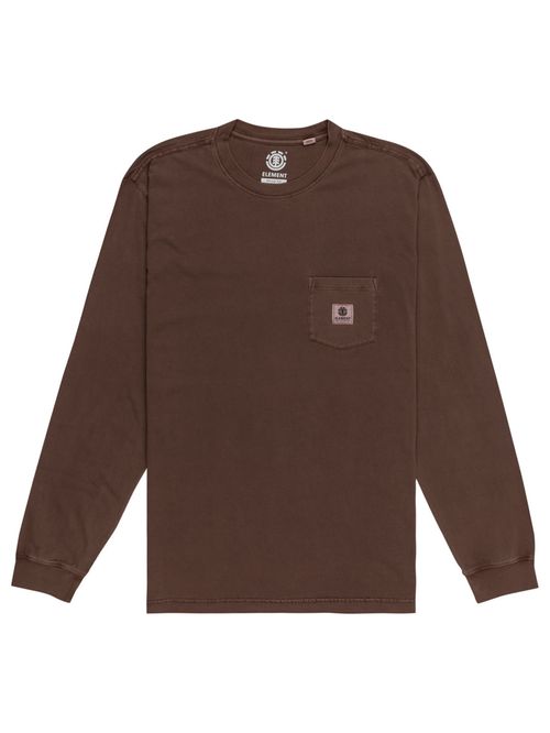 Polera Manga Larga Hombre Basic Pocket Café Element