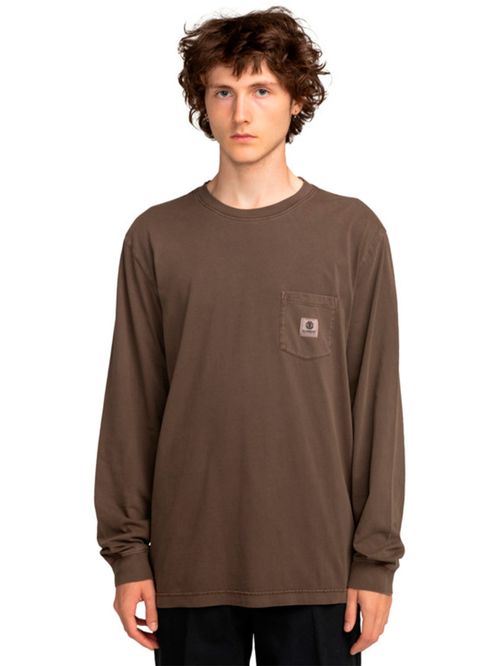 Polera Manga Larga Hombre Basic Pocket Café Element