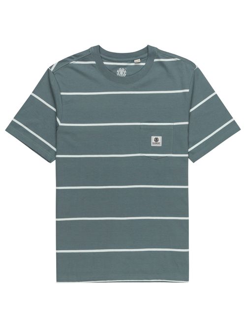 Polera Manga Corta Hombre Basic Pocket Stripes Celeste Element